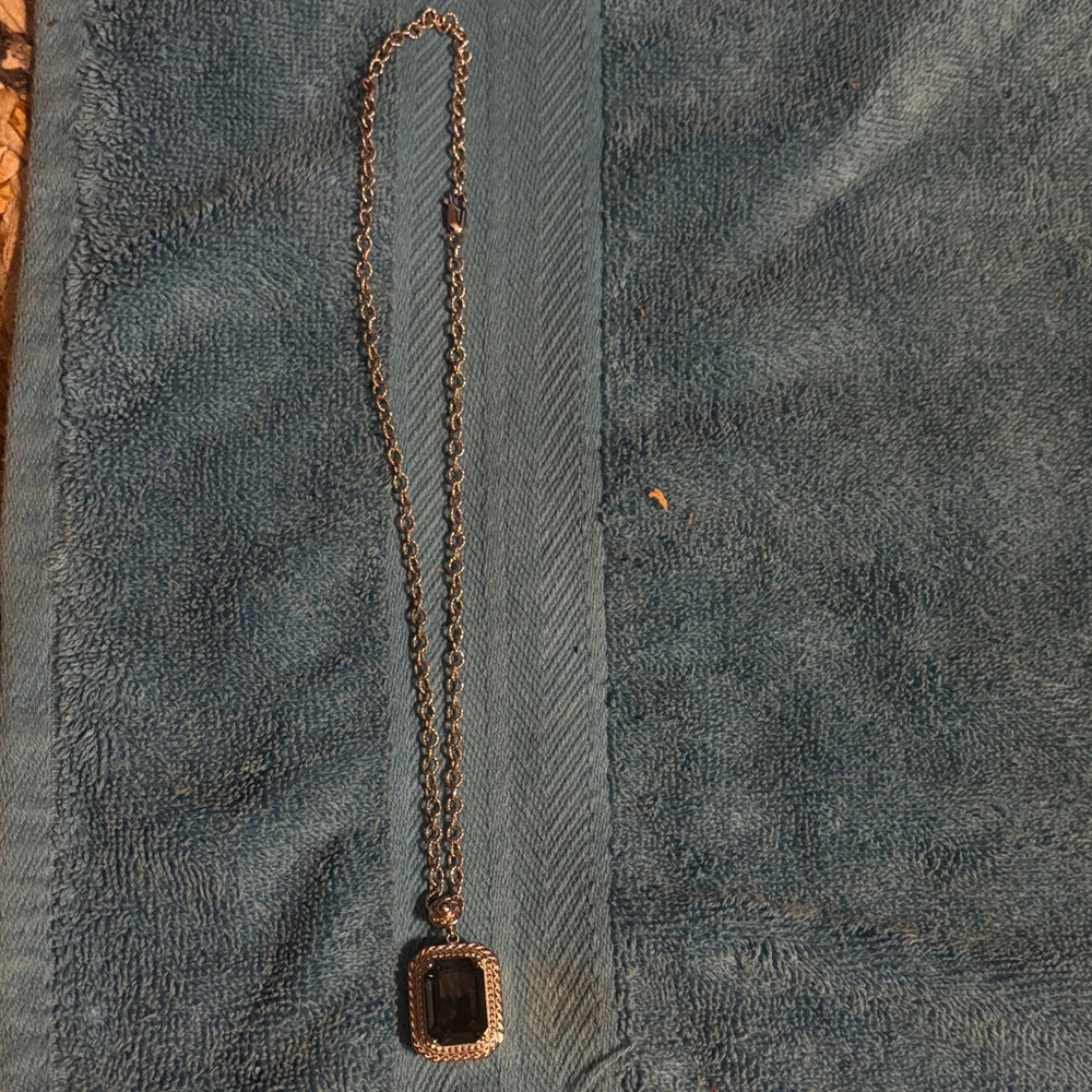 Vera wang blue Stone Pendant Necklace with Rope Chain